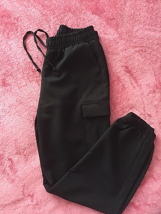Yüksek bel Siyah kargo pantalon