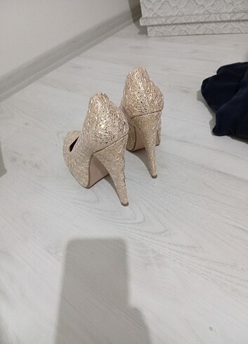 38 Beden altın Renk Platform abiye ayakkabı 13 cm topuk boyu