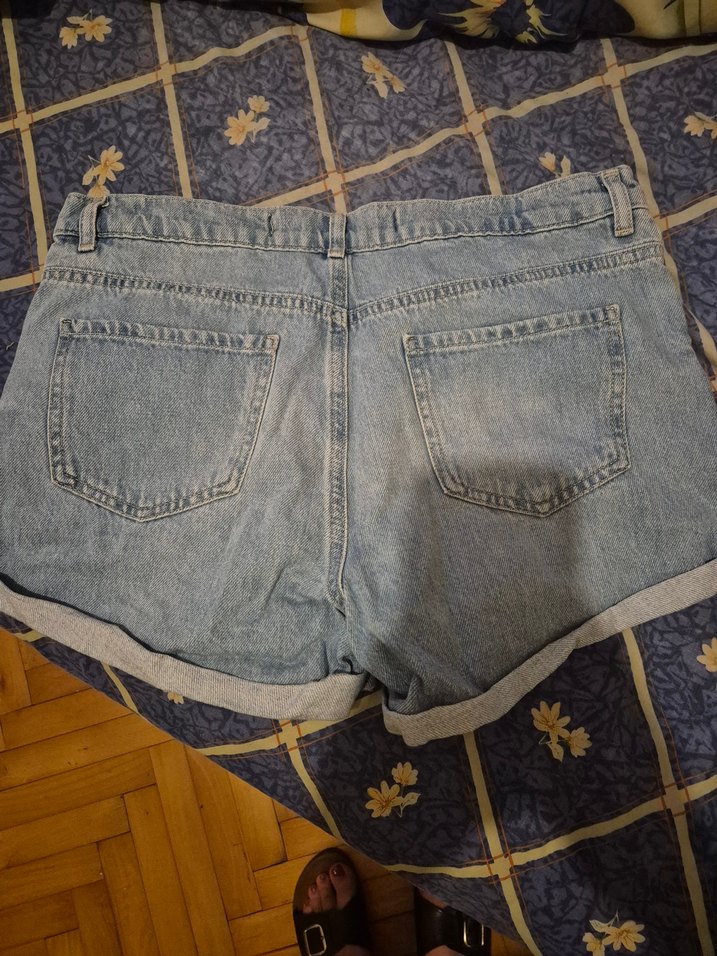 Gevşek Kesim buz mavisi Mini Kot Şort - Görsel 2