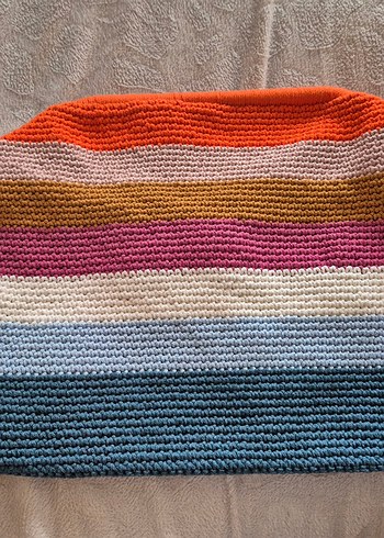 Çok Renkli Desenli örgü el çantası - Görsel 3