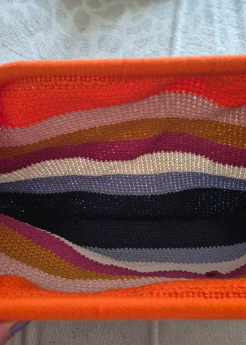 Çok Renkli Desenli örgü el çantası - Görsel 2