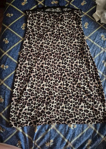 Diğer Leopar Desenli Midi Strappy gecelik kimbinezon