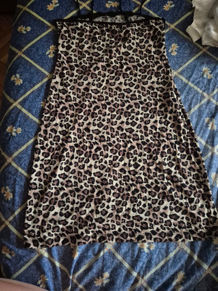 Leopar Desenli Midi Strappy gecelik kimbinezon - Görsel 2