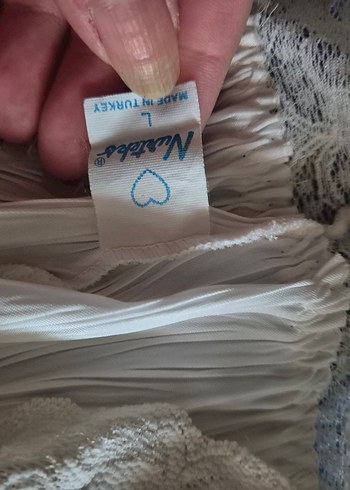 l Beden Bohem Beyaz Nakışlı babydoll sort