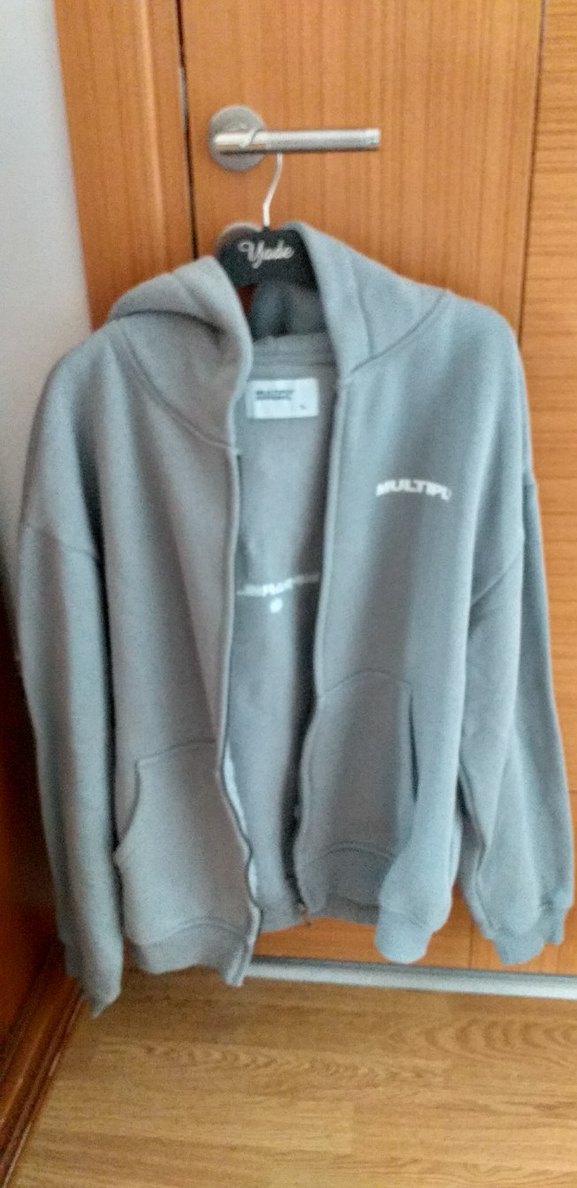 Gri Erkek Fermuarlı Kapüşonlu Sweatshirt - Görsel 3