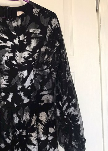 Diğer Uzun Siyah Batik Desenli Gotik Elbise