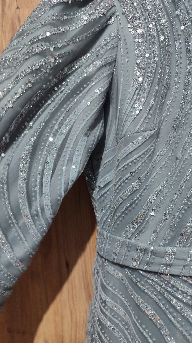 Gri Uzun Abiye Elbise - Görsel 4