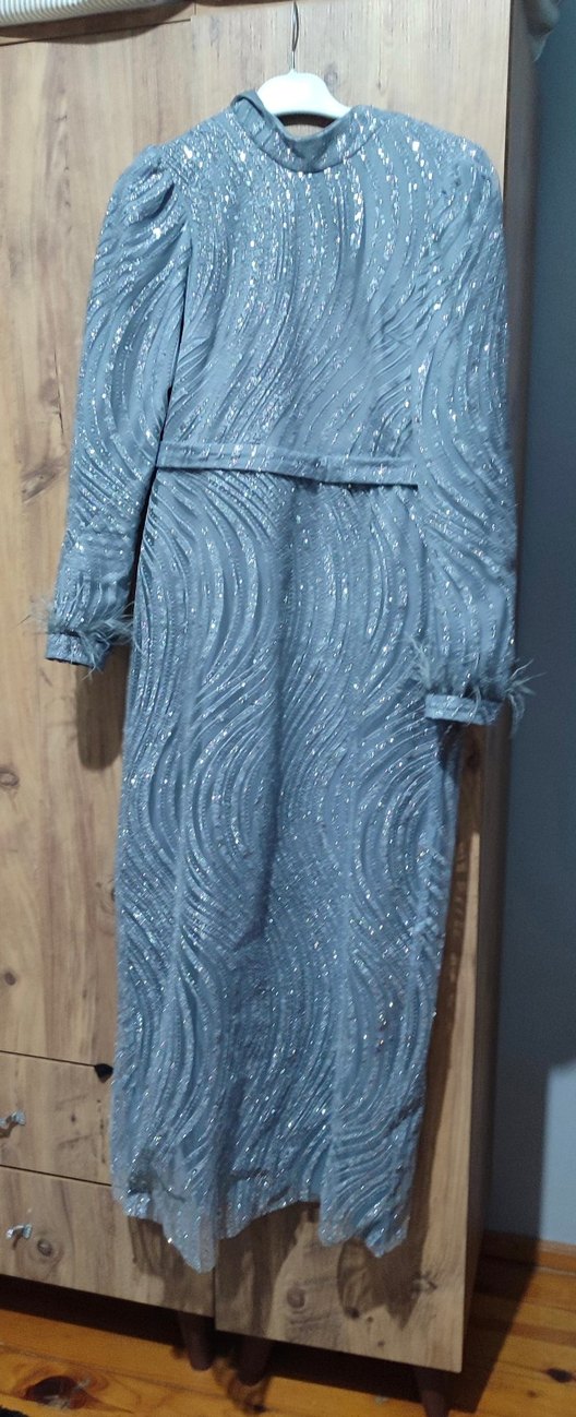 Gri Uzun Abiye Elbise - Görsel 2