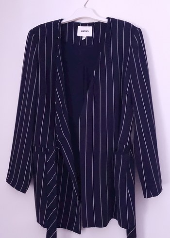 Lacivert Çizgili Kadın Blazer ceket - Görsel 3