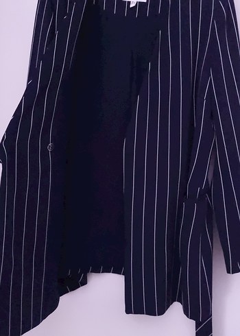 Lacivert Çizgili Kadın Blazer ceket - Görsel 4