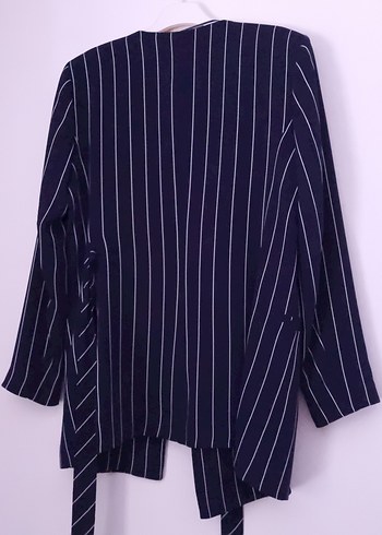 Lacivert Çizgili Kadın Blazer ceket - Görsel 6