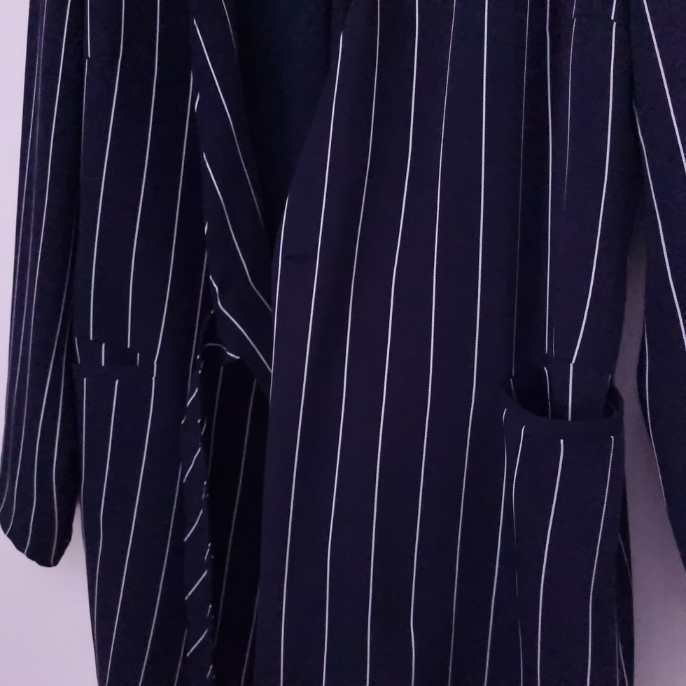 Lacivert Çizgili Kadın Blazer ceket - Görsel 5