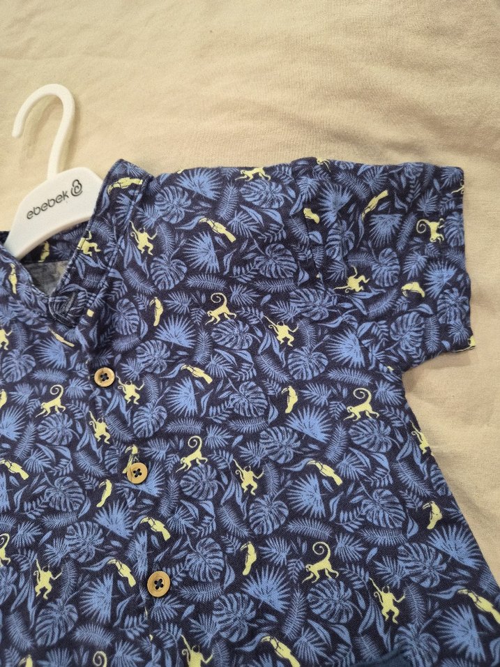 Mavi Kısa Kollu Bebek Tulum - Görsel 3