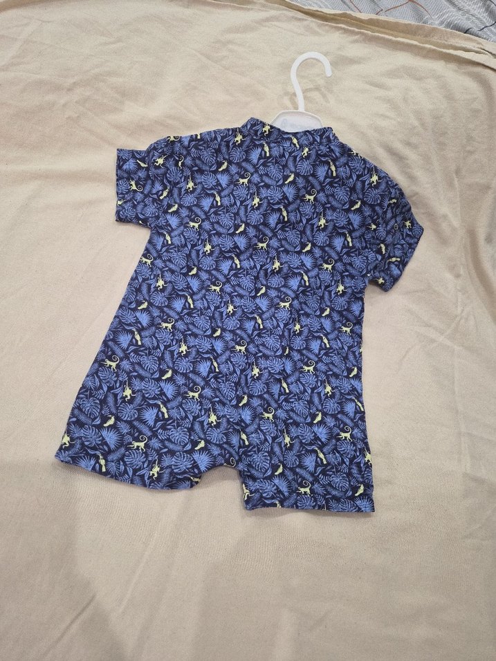 Mavi Kısa Kollu Bebek Tulum - Görsel 2