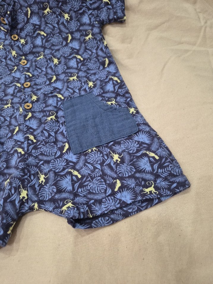 Mavi Kısa Kollu Bebek Tulum - Görsel 4