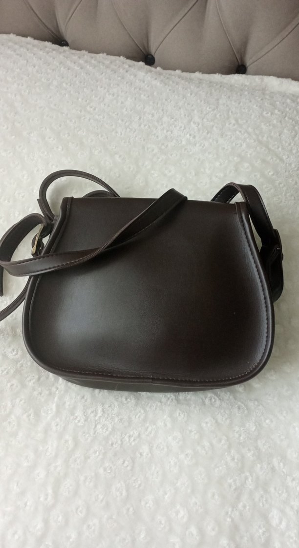 Kahverengi Deri Tokalı Kadın Çapraz Çanta - Görsel 2