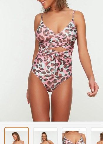 Pembe Leopar Desenli Kemerli Mini Mayo