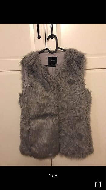 Bershka Gri Peluş Yelek