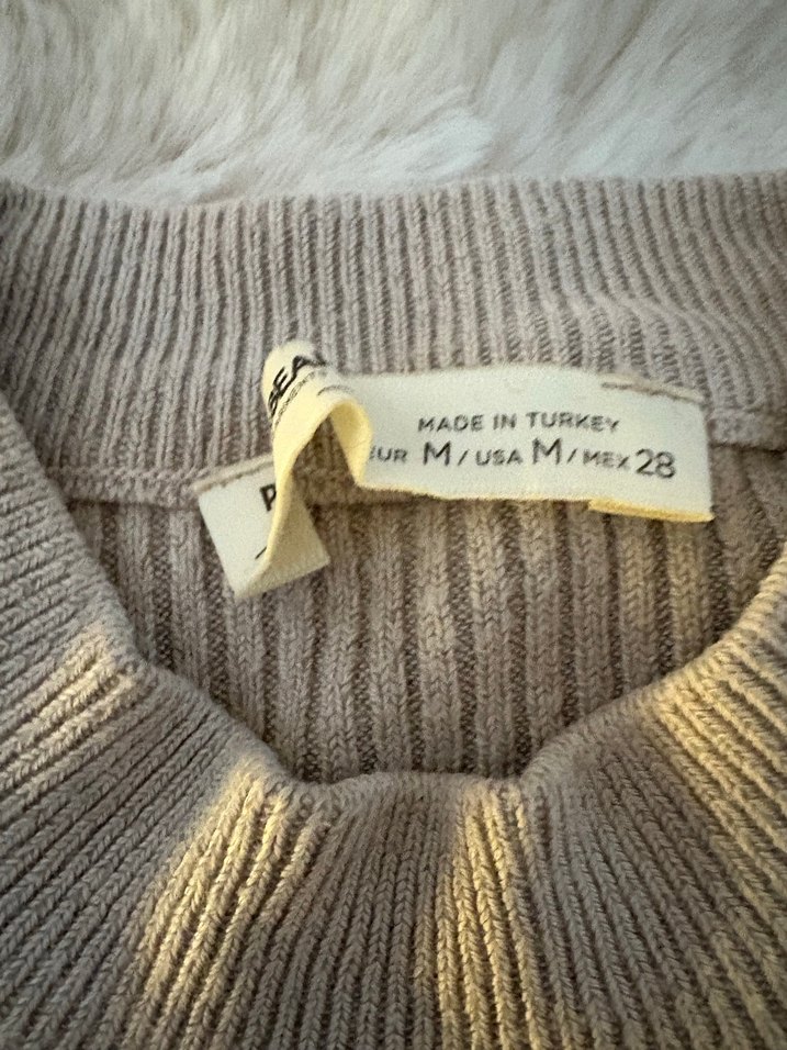 Gri bej Örgü Boğazlı Kadın Kazak - Görsel 2