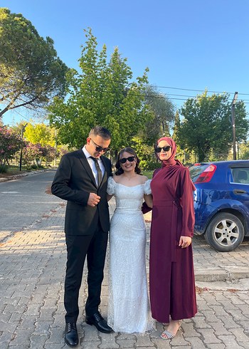 s Beden Bordo Uzun Kollu Kemerli Kadın Elbise