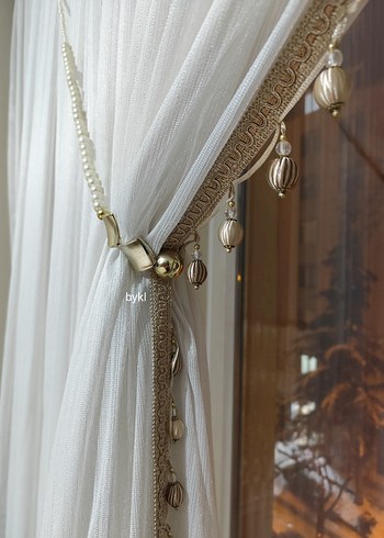 Boncuk Braçollü Kruvaze Perde - Görsel 3