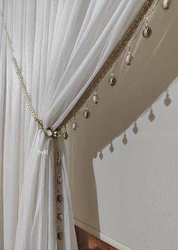 Boncuk Braçollü Kruvaze Perde - Görsel 4