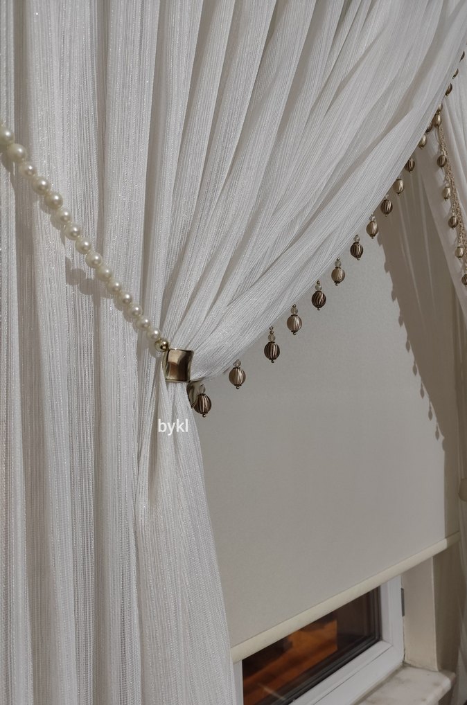 Boncuk Braçollü Kruvaze Perde - Görsel 2