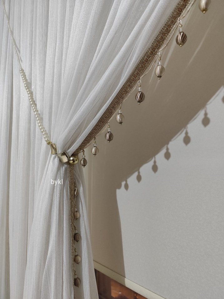 Boncuk Braçollü Kruvaze Perde - Görsel 4