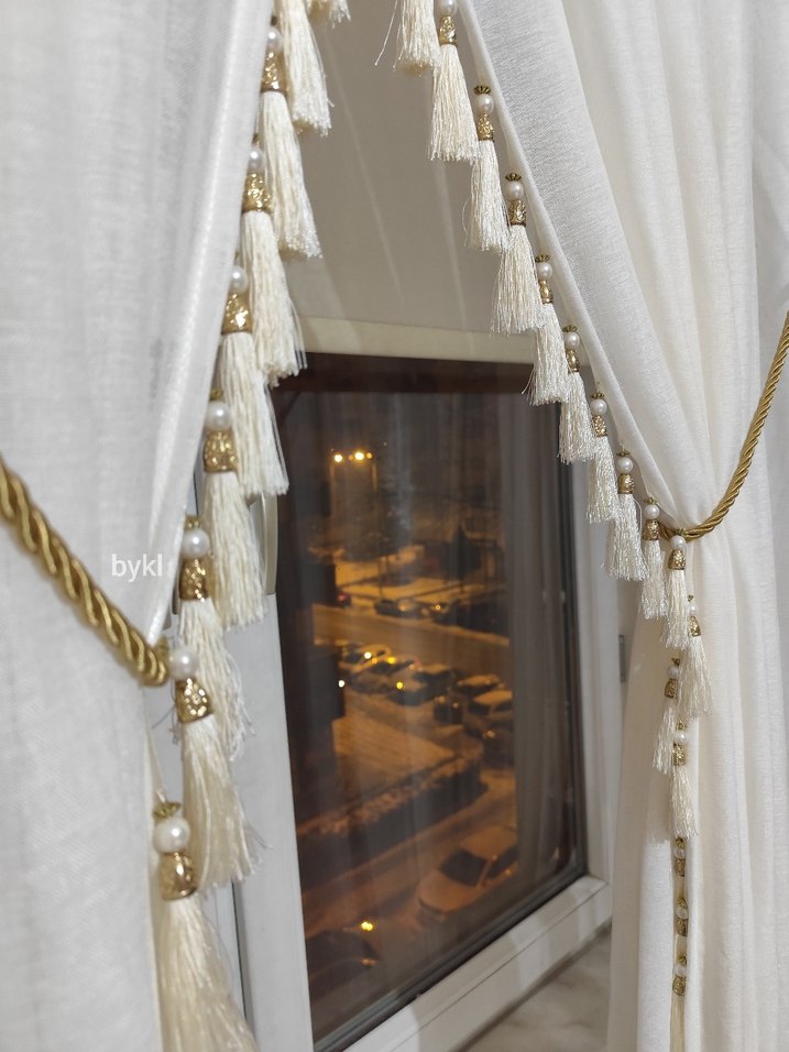 Krem Keten Kruvaze Perde III - Görsel 3