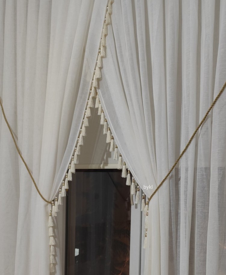 Krem Keten Kruvaze Perde III - Görsel 2