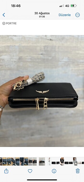 Zadig & Voltaire mini boy gold aksesuarli