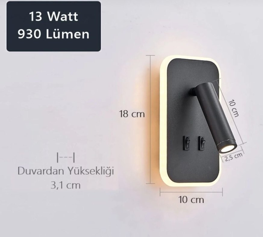 Bej Duvar Lambası ve Okuma Işığı - Görsel 3