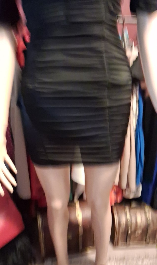 Siyah Drapeli Straplez mini abiye elbise - Görsel 5