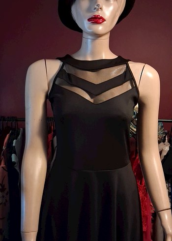 Siyah tül detaylı kiloş abiye elbise - Görsel 3