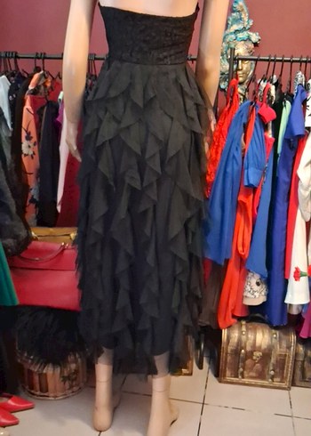 Siyah straplez abiye elbise - Görsel 9