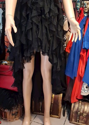 Siyah straplez abiye elbise - Görsel 5