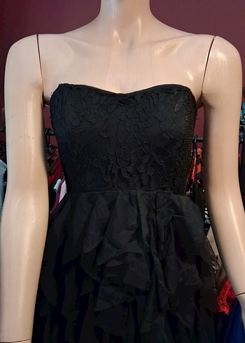 Siyah straplez abiye elbise - Görsel 7