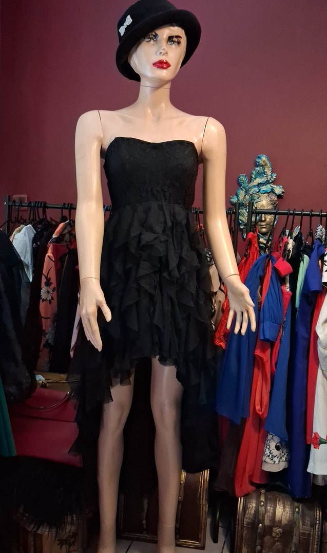 Siyah straplez abiye elbise - Görsel 4