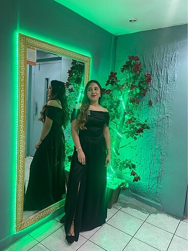 Siyah saten abiye elbise 1 kez kullanıldı - Görsel 2