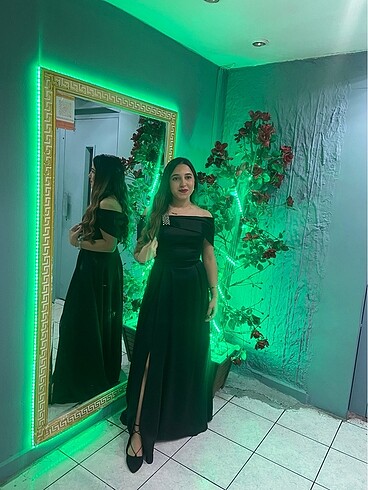 Siyah saten abiye elbise 1 kez kullanıldı - Görsel 3