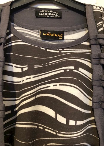 Gri Desenli Pilili Kolsuz Bluz ikili - Görsel 3