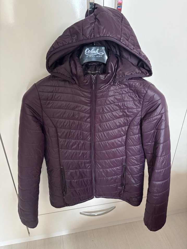 Mor Fermuarlı Kadın mont - Görsel 2