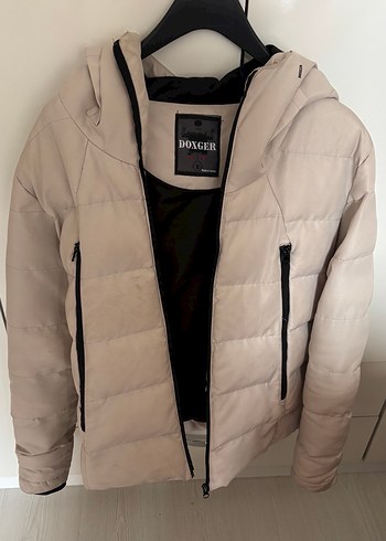 Bej Kapüşonlu Fermuarlı Erkek Kışlık Mont - Görsel 2