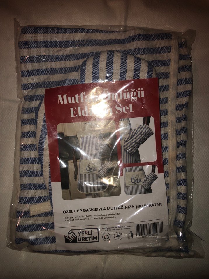 Çizgili Çok Renkli Mutfak Eldiveni Seti - Görsel 2