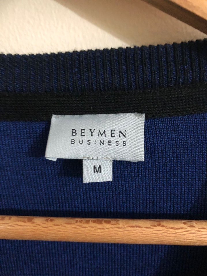 Beymen M beden erkek Kareli V Yaka yün Triko Kazak - Görsel 3