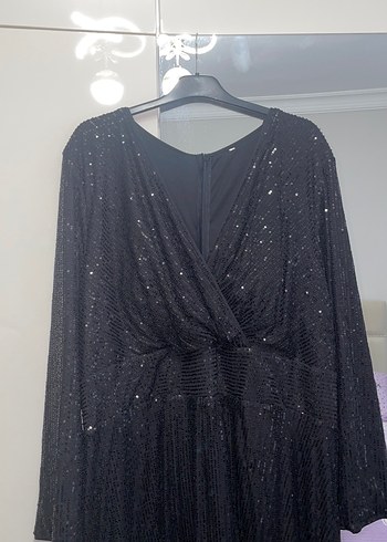 Sheinside Siyah Drapeli Uzun Kadın Abiye Elbise