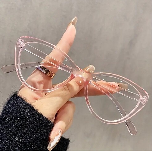 Şeffaf Pembe cat eye gözlük
