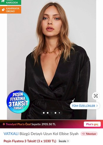 xs Beden Vatkalı Siyah Saten V Yaka Mini Elbise