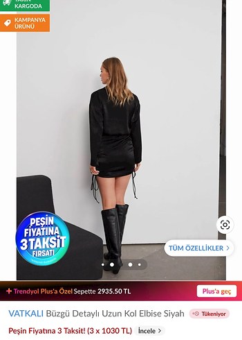 Zara Vatkalı Siyah Saten V Yaka Mini Elbise