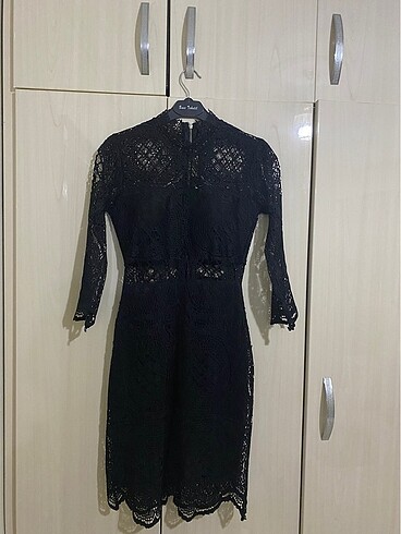 Siyah tül mini elbise